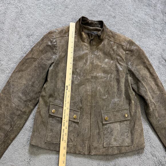 Alfani Leather Snake Print Jacket Women's M Full Zip Moto Style Pockets - Picture 8 of 8